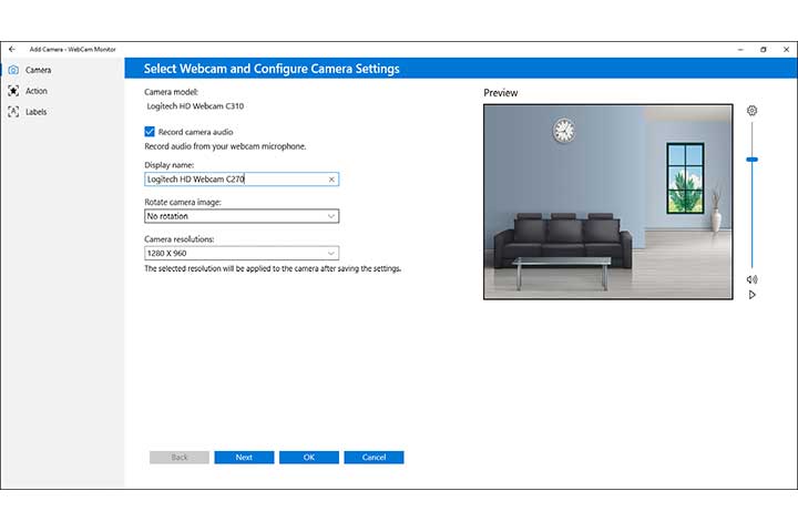 WebCam Monitor - Configure Webcam Settings