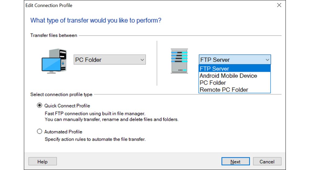 Auto FTP Manager – Transfers Across PCs, FTP Servers, Remote PCs, and Mobile